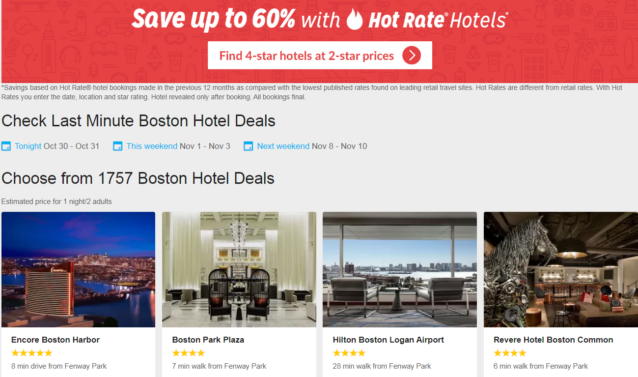Hotwire - 波士顿热门酒店低至4折 4星酒店2星价Hotwire - 波士顿热门酒店低至4折