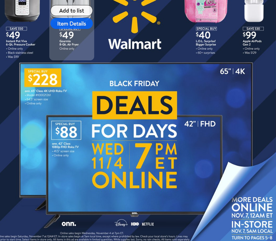 Black Friday Deals from 11/4 @Walmart  Apple AirPods for $99Black Friday Deals from 11/4 @Walmart