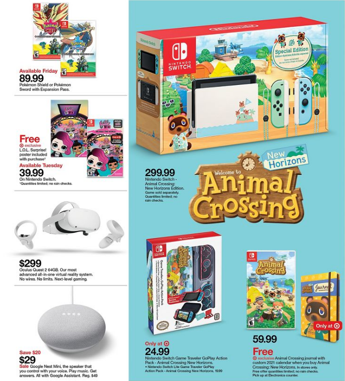 Switch 动森限定版 $299.99Target 黑五第一周海报出炉，申请红卡满$40减$40