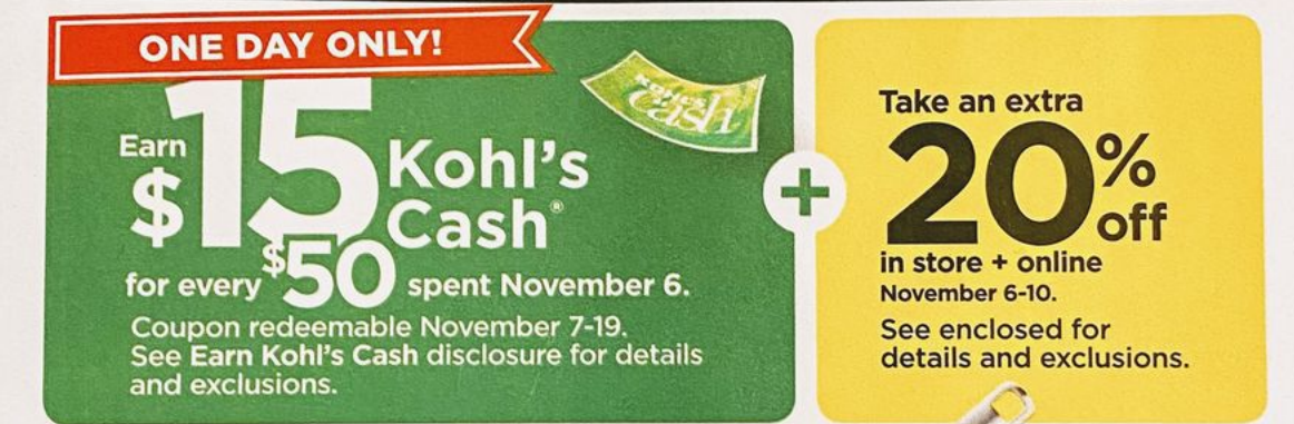 额外8折+满$50送$15现金券Kohl s 2020 黑色星期五开抢 11月6日起每日更新 