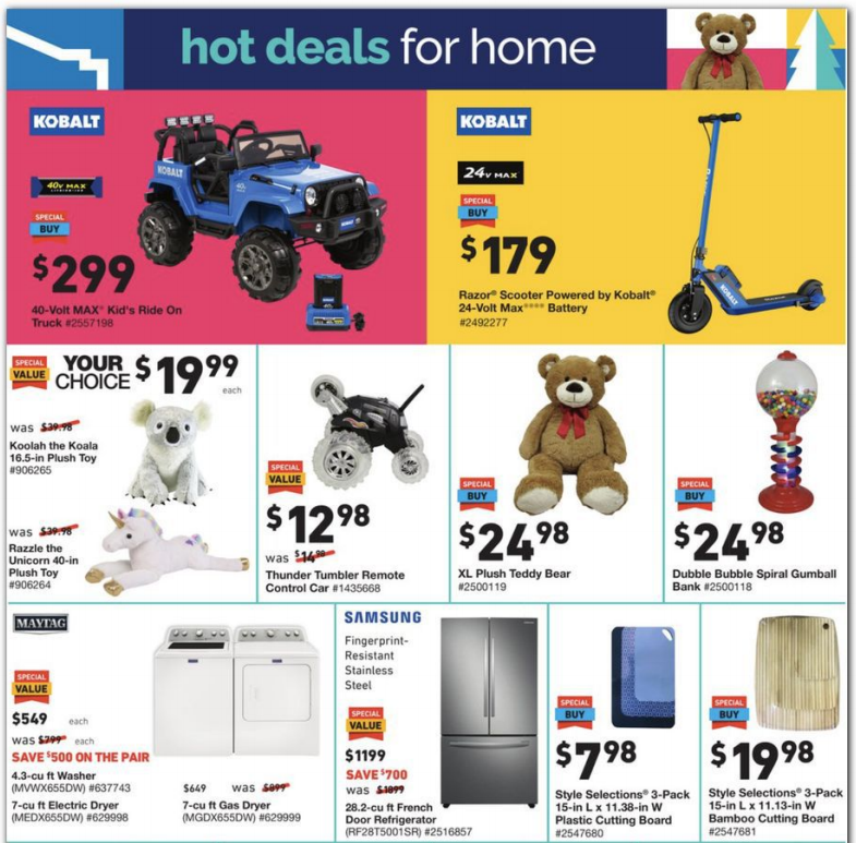 三星法式冰箱$1199Lowe s 2020黑五海报出炉 圣诞灯串$2.99 滚筒洗衣机$599 