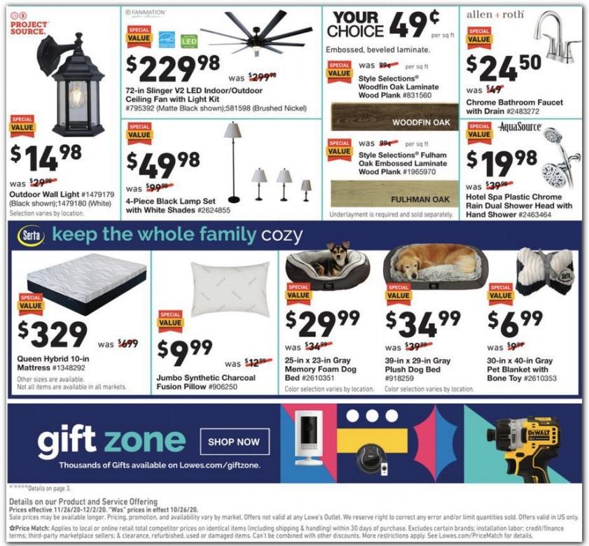 三星法式冰箱$1199Lowe s 2020黑五海报出炉 圣诞灯串$2.99 滚筒洗衣机$599 