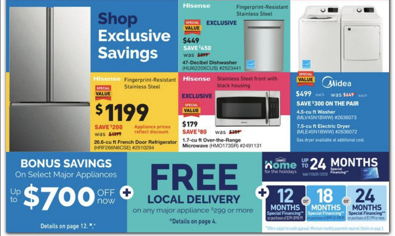 三星法式冰箱$1199Lowe s 2020黑五海报出炉 圣诞灯串$2.99 滚筒洗衣机$599 