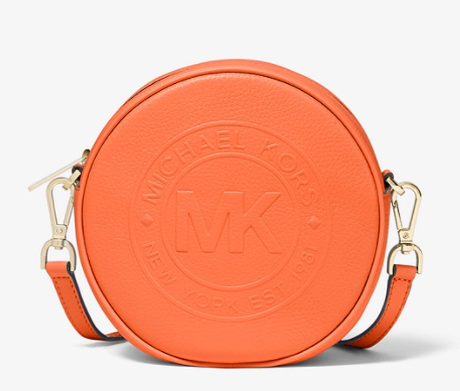 michael kors fulton small logo debossed leather canteen crossbody bag