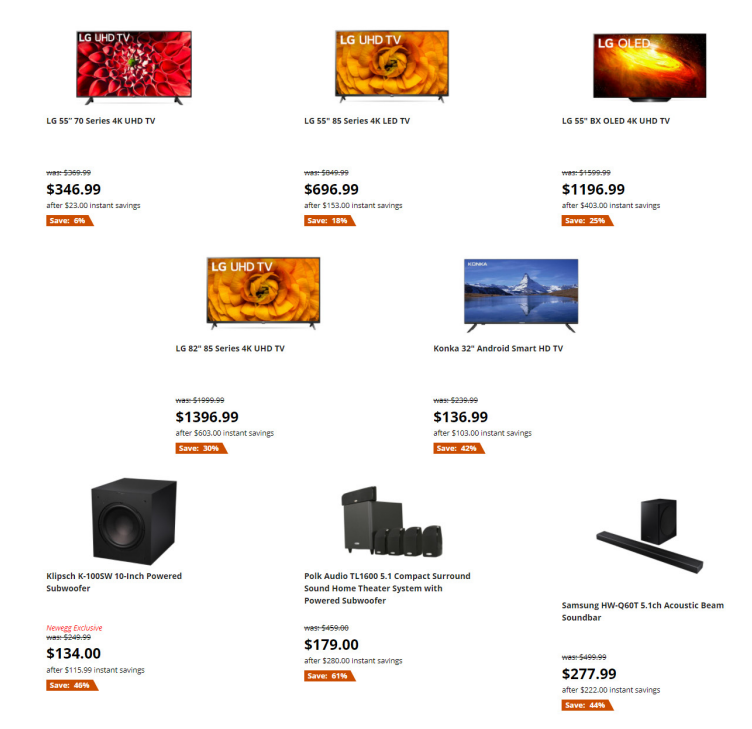 Newegg 2020黑五海报出炉，电子产品抢购清单
