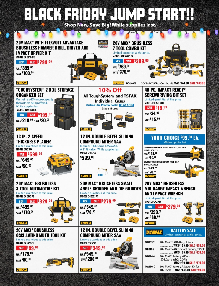 Acme Tools 2020 黑五海报一览，Dewalt, Bosch, Makita等工具超低价