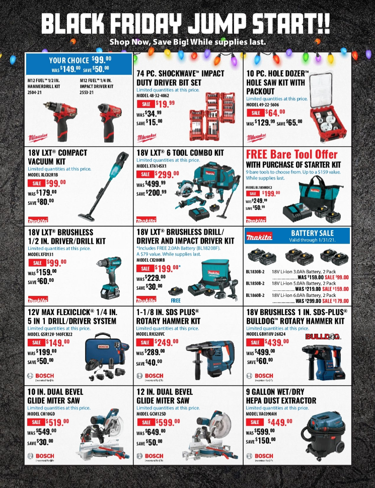 Acme Tools 2020 黑五海报一览，Dewalt, Bosch, Makita等工具超低价