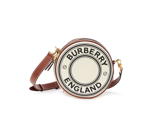 Burberry的这款Roseberry圆饼包由帆布和皮革制成