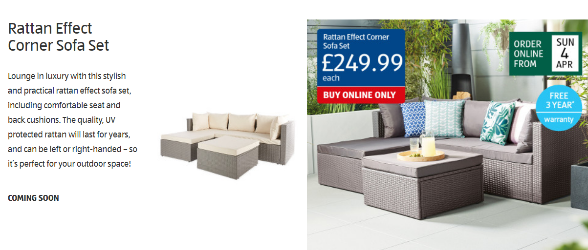 Aldi rattan effect corner sofa online set