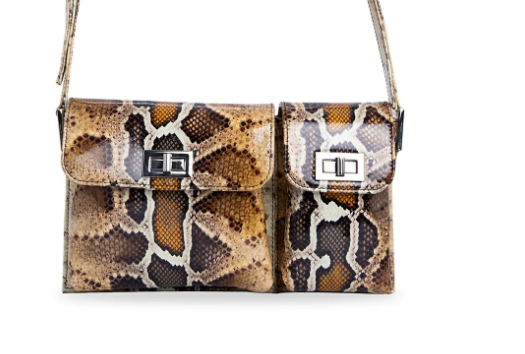 这款By Far Billy Snakeskin-Embossed蛇纹漆皮单肩包造型非常酷