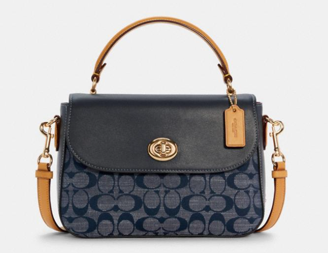 coach marlie top handle satchel in signature chambray