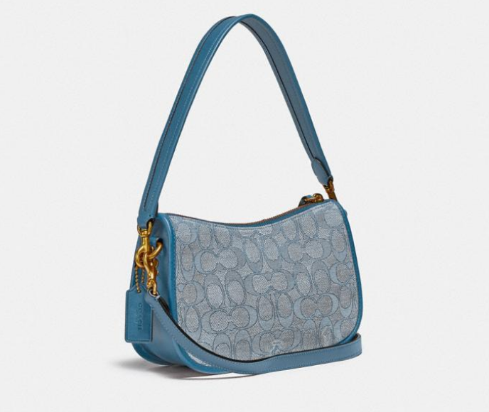 $137.50 (原价 $275) + 包邮Coach官网 Swinger老花雾霾蓝腋下包5折热卖