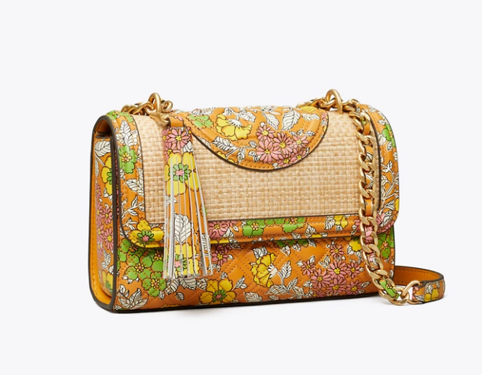 $249 (原价 $498) + 包邮Tory Burch官网 Fleming小号印花草编链条包5折热卖