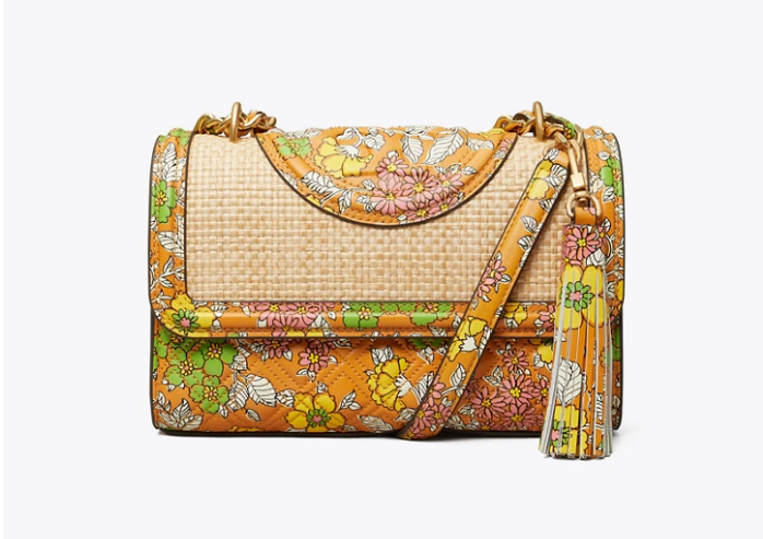 $249 (原价 $498) + 包邮Tory Burch官网 Fleming小号印花草编链条包5折热卖