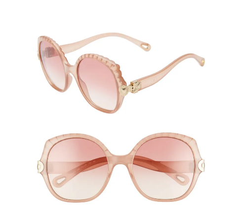 这款Chloe 56mm圆框复古太阳镜修饰脸型之余还能凹造型