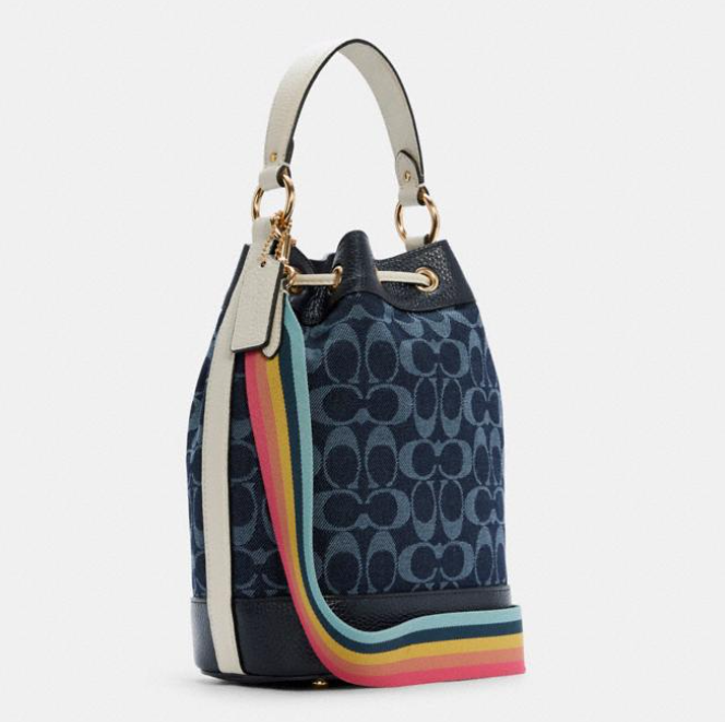 $160.65 (原价 $378) + 免邮Coach Outlet官网 Coach Dempsey Drawstring 丹宁水桶包5折热卖  