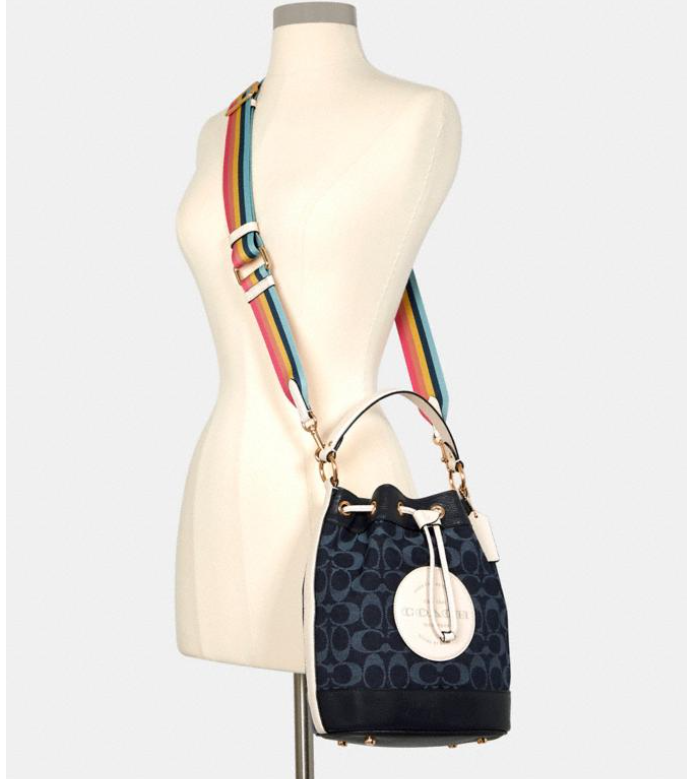 $160.65 (原价 $378) + 免邮Coach Outlet官网 Coach Dempsey Drawstring 丹宁水桶包5折热卖  