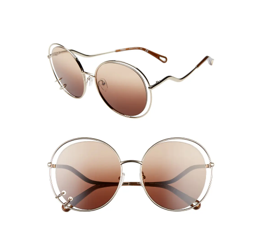 这款Chloe Wendy 59mm圆框太阳镜充满女人味的镜框设计