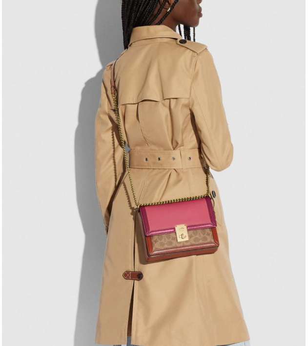 $197.50 (原价 $395) + 免邮Coach美国官网 Coach Hutton 老花拼色链条包5折特卖 