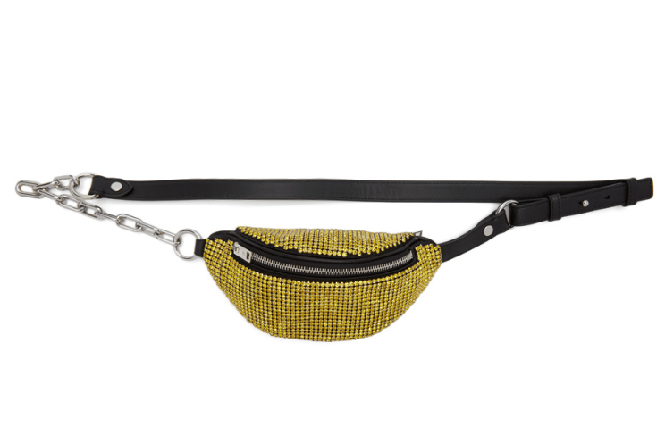 $403 (原价 $1300)SSENSE官网  Alexander Wang Attica 黄色迷你水钻腰包3.1折热卖