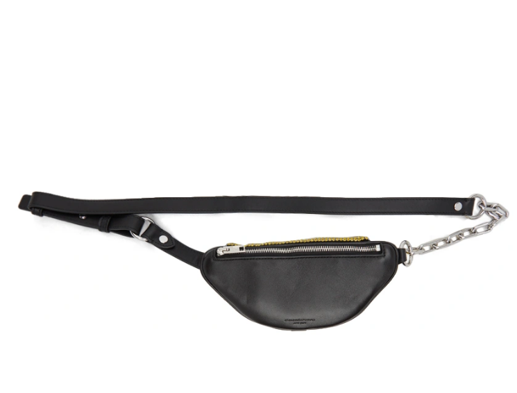 $403 (原价 $1300)SSENSE官网  Alexander Wang Attica 黄色迷你水钻腰包3.1折热卖