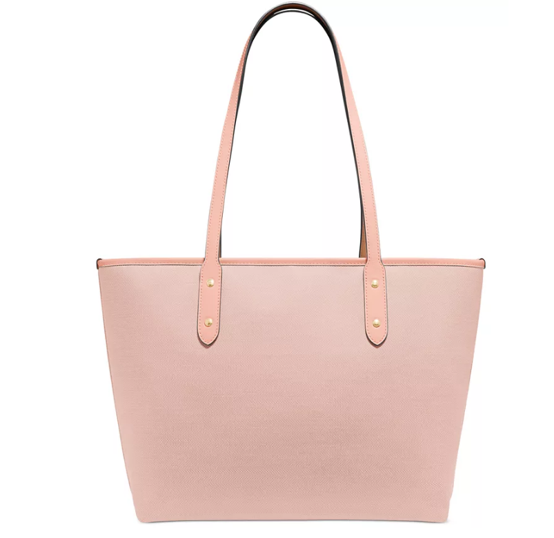 $177 (原价 $295) + 包邮Macy s梅西百货 Coach Jacquard粉色马车图案托特包6折热卖