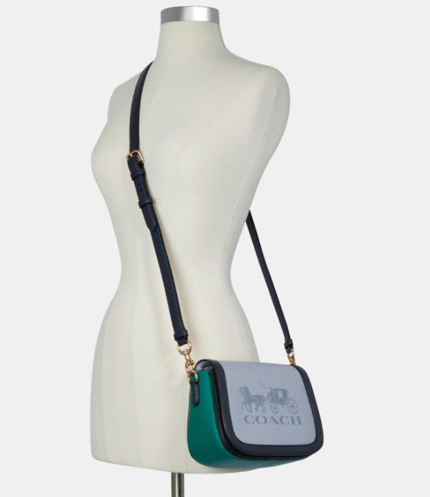 $140 (原价 $350) + 免邮Coach Outlet官网 Coach Saddle 马车印花拼色马鞍包4折热卖 两色可选