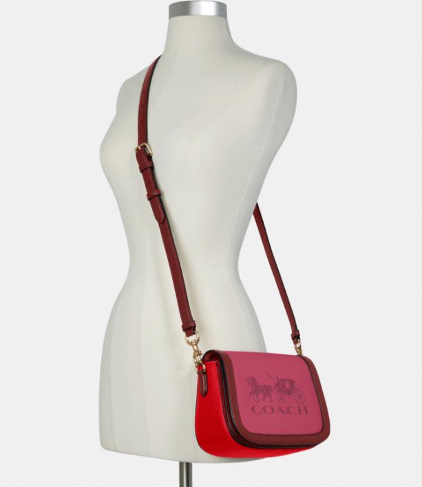 $140 (原价 $350) + 免邮Coach Outlet官网 Coach Saddle 马车印花拼色马鞍包4折热卖 两色可选