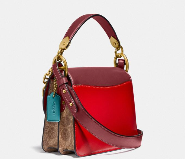 $225 (原价 $450) + 免邮Coach Outlet官网 Coach Beat 18 拼色铆钉斜挎包5折热卖