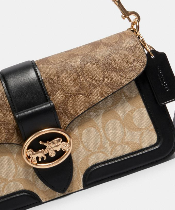 georgie crossbody in signature canvas with leopard print