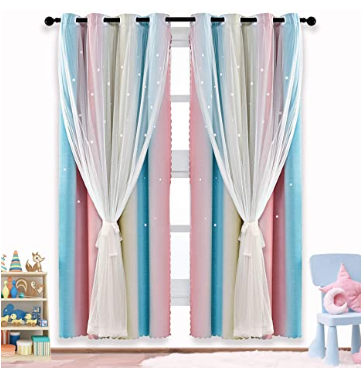 ARTBECK 梦幻双层镂空星光窗帘 52W x 84L 一片装 @ Amazon