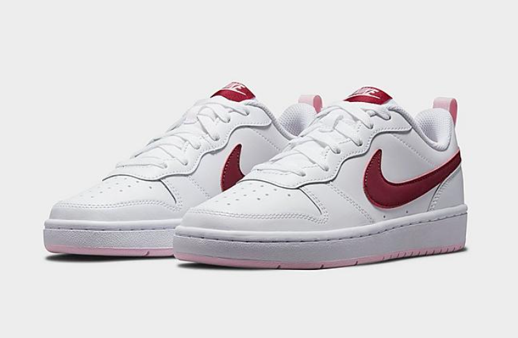 现价$55 + 免邮Finish Line官网 Nike Court Borough Low 2 大童款红白粉板鞋热卖  