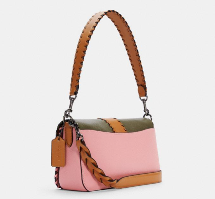 $180 (原价 $450) + 免邮Coach Outlet官网 Coach Georgie 拼色车线款腋下包4折热卖  