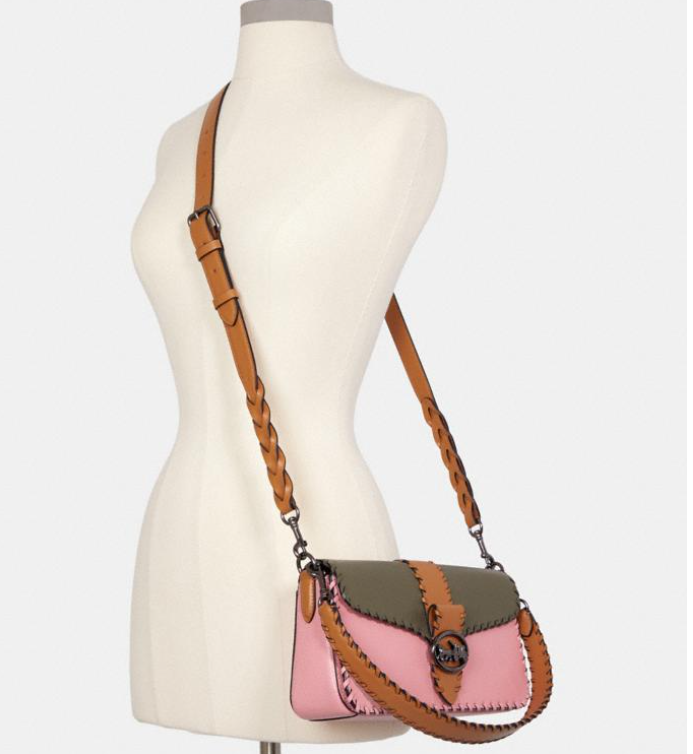 $180 (原价 $450) + 免邮Coach Outlet官网 Coach Georgie 拼色车线款腋下包4折热卖  