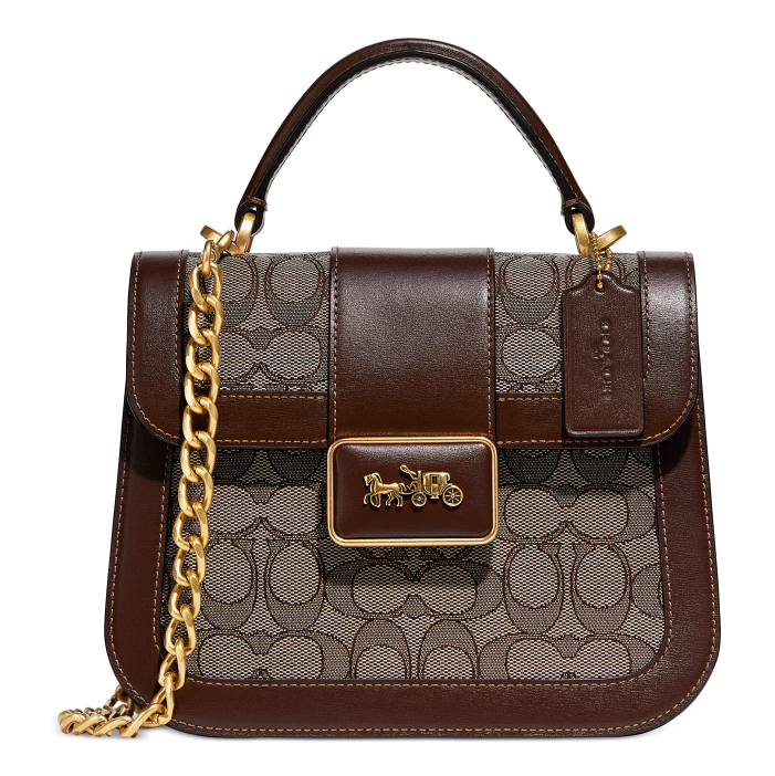 $330 (原价 $550)  + 免邮Macy s官网 COACH Alie Signature Jacquard 手提链条包6折热卖 