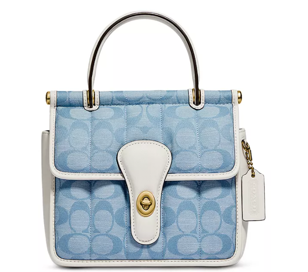 这款COACH蔻驰丹宁老花手提包