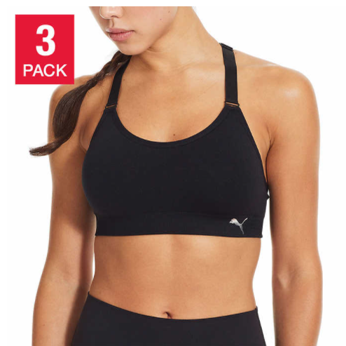 $14.99 (原价 $19.99) + 免邮Costco官网 Puma 女士运动内衣3件装热卖 三色可选