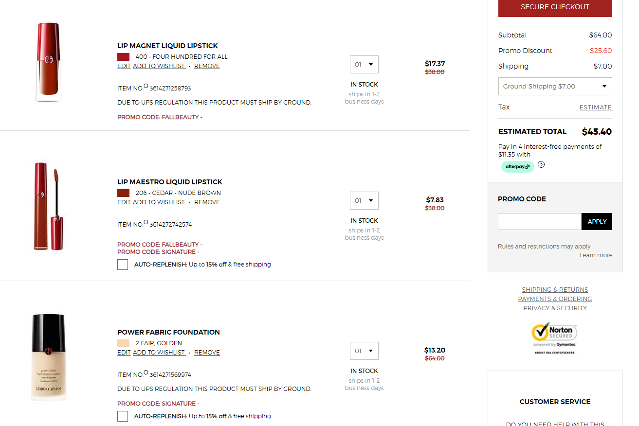 近期好价!Giorgio Armani Beauty阿玛尼官网$38.40收权力粉底液+正装红管唇釉&小胖丁唇釉 相当于2.7折近期好价!Giorgio Armani Beauty阿玛尼官网$38.40收权力粉底液+正装红管唇釉&小胖丁唇釉