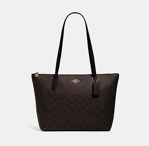 这款COACH 蔻驰 Zip 女款真皮老花托特包