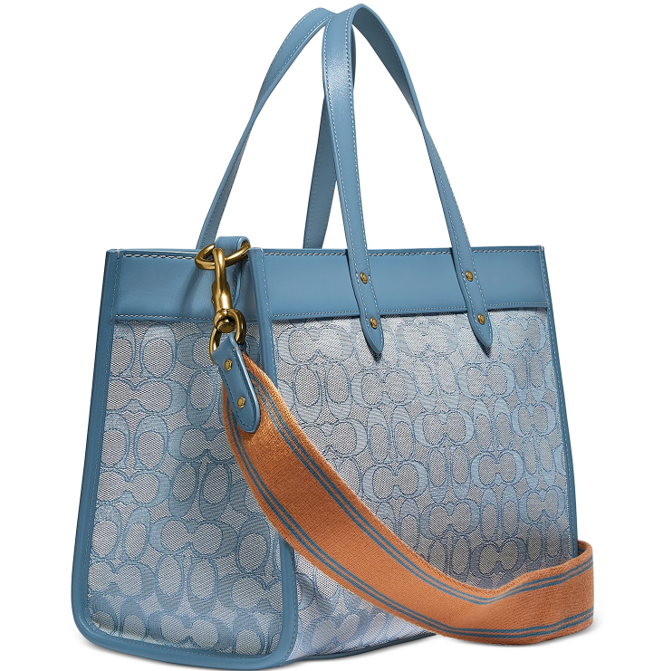 $237 (原价 $395) + 免邮Macy s官网 COACH Field 雾霾蓝横版托特包6折热卖 