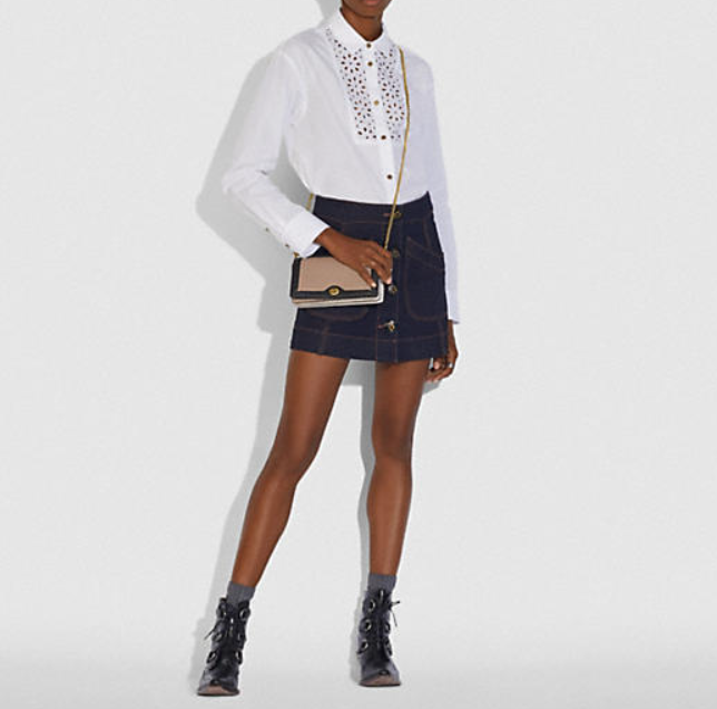 $137.50 (原价 $275) + 免邮Coach Outlet官网 Coach Riley 拼色链条斜挎包5折热卖