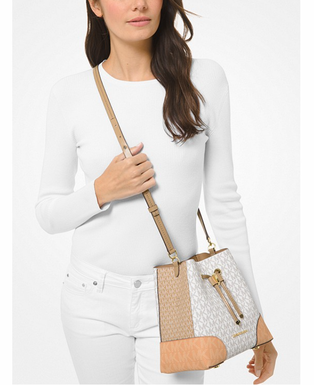 $134.10 (原价 $298) + 免邮MICHAEL MICHAEL KORS Mercer Gallery 小号老花拼色水桶包45折热卖 