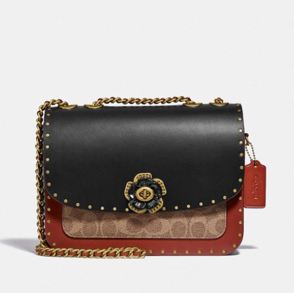 madison shoulder bolsa 16 in signature canvas with rivets