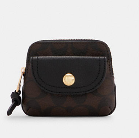 这款卡包经典皮革老花纹路