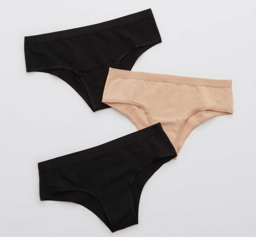 售价$26.95 American Eagle Outfitters官网 Aerie Elastic Cheeky 纯棉弹力底裤3包装热卖 9条