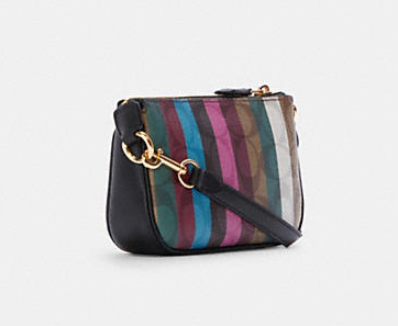 $75 (原价 $150) + 包邮Coach Outlet官网 Coach Nolita 15彩色条纹老花麻将包5折热卖