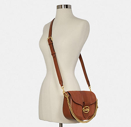 $139 (原价 $450) + 包邮Coach Outlet官网 Coach Georgie绒面马鞍包3.1折热卖