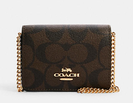 coach outlet mini wallet on a chain