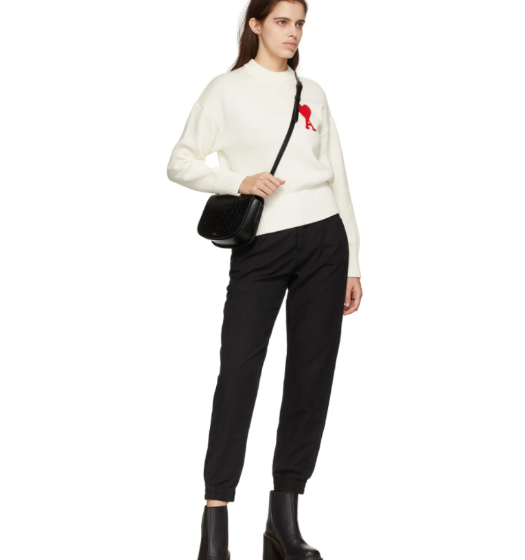 现价$360 + 免邮SSENSE官网 AMI ALEXANDRE MATTIUSSI Off-White 女款大爱心毛衣热卖 
