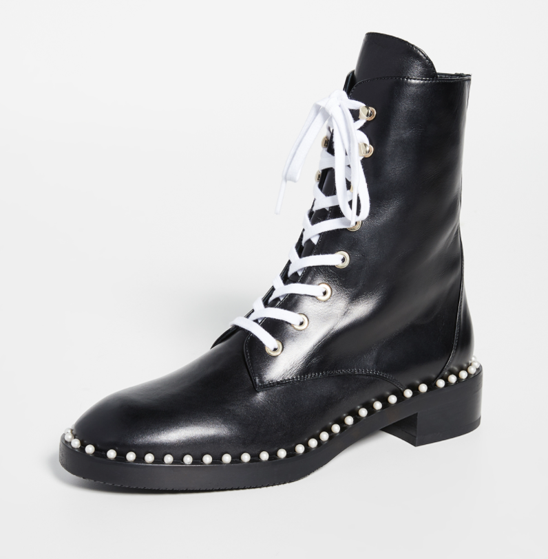 $556 (原价 $695) + 免邮Shopbop官网 Stuart Weitzman Sondra 珍珠马丁靴8折促销  